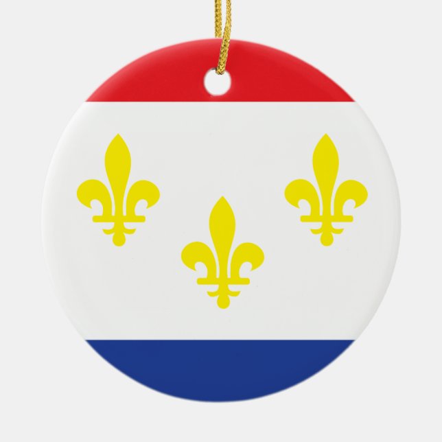 City of New Orleans flag Ceramic Tree Decoration (Front)