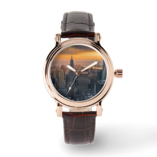 city of new york with the magnificent sunset watch