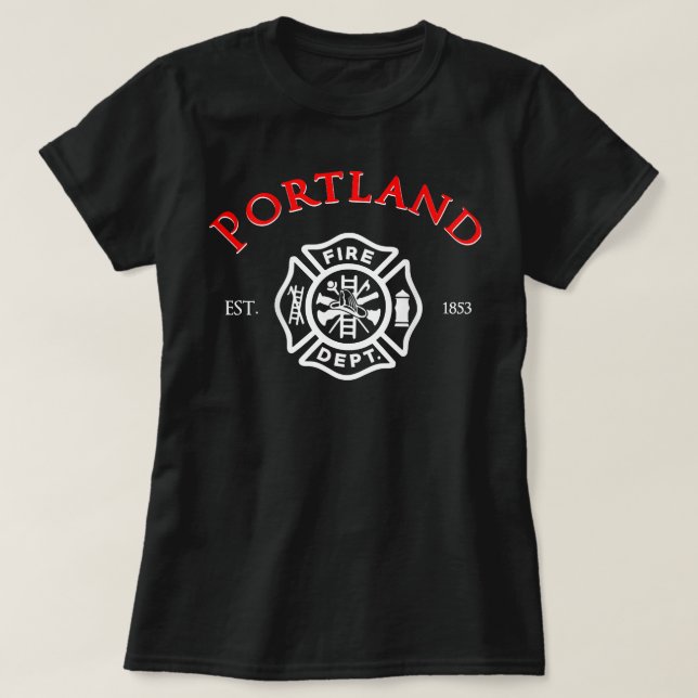 City of Portland Fire Rescue Oregon Firefighter  T-Shirt (Design Front)