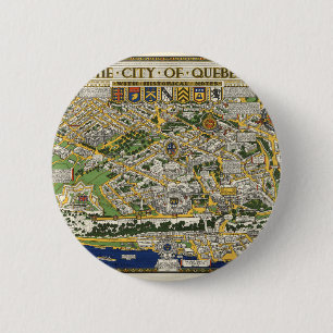 City of Quebec with Historical Notes Vintage map 6 Cm Round Badge
