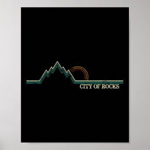 City Of Rocks Idaho Retro Mountain Climbing Summer Poster