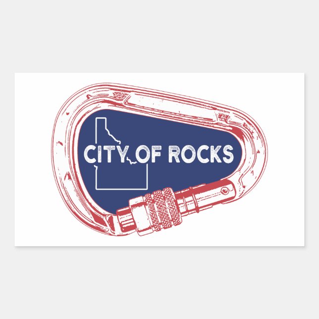 City Of Rocks Idaho Rock Climbing Carabiner Rectangular Sticker (Front)