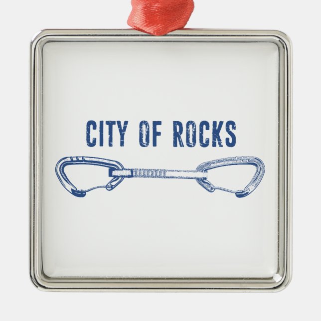 City Of Rocks Idaho Rock Climbing Quickdraw Metal Ornament (Front)