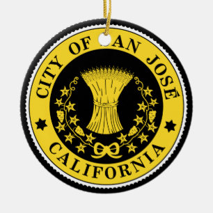 City of San Jose seal Ceramic Tree Decoration