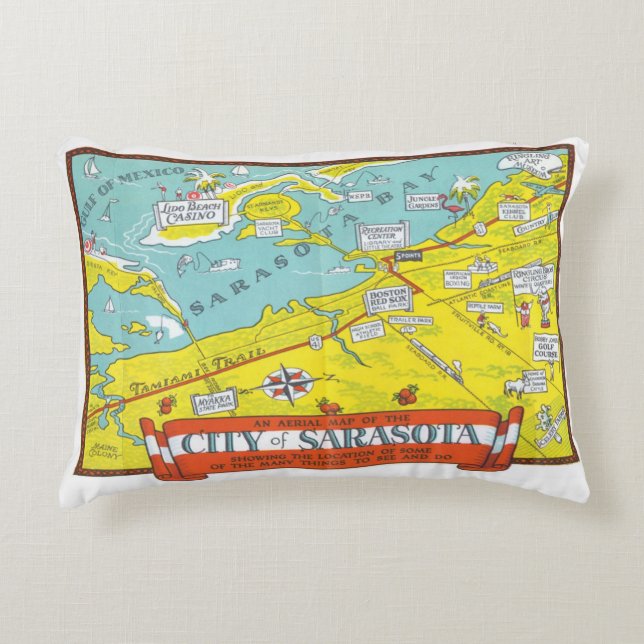 City of Sarasota Map Decorative Cushion (Front)