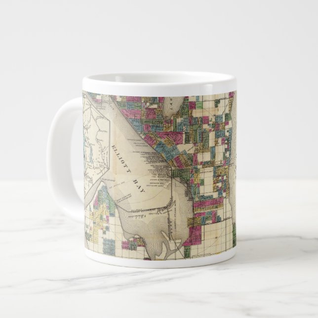 City Of Seattle And Environs Large Coffee Mug (Front Left)