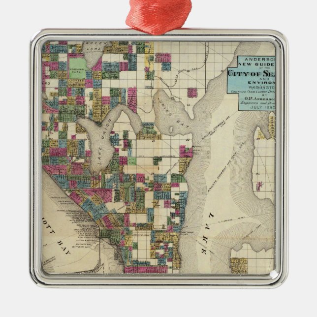 City Of Seattle And Environs Metal Ornament (Front)