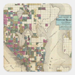City Of Seattle And Environs Square Sticker
