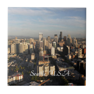 City of Seattle. View from city tower. Landscape Tile