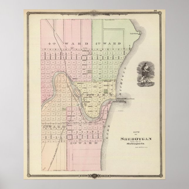 City of Sheboygan, county seat of Sheboygan Co Poster (Front)