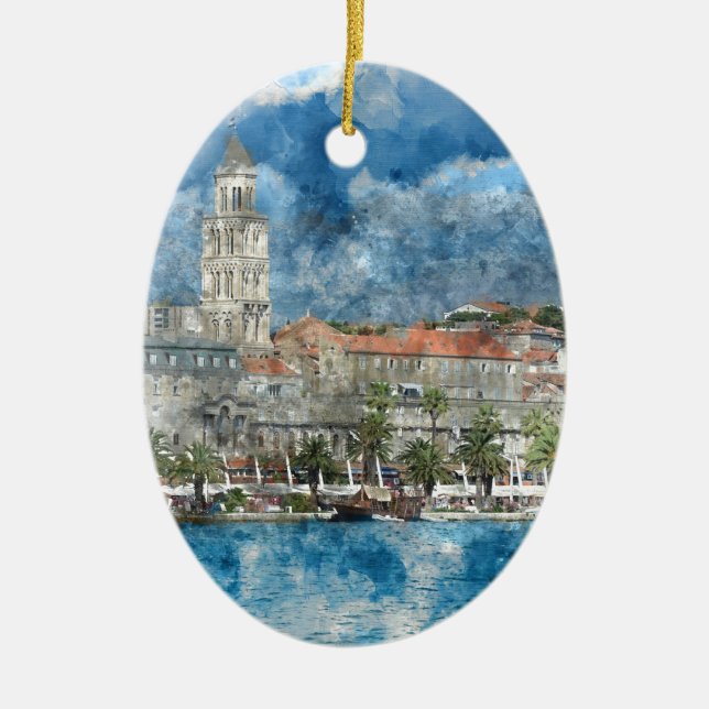 City of Split in Croatia Ceramic Tree Decoration (Front)