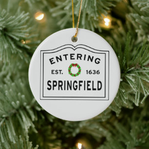 City of Springfield Holiday Wreath Ceramic Ornament