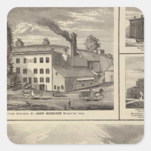 City of Storm Lake brewery, Muscatine bldg Square Sticker