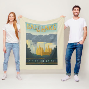 City of the Saints Salt Lake City, Utah Fleece Blanket