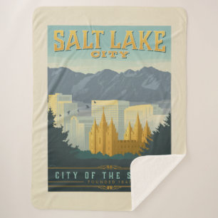 City of the Saints Salt Lake City, Utah Sherpa Blanket