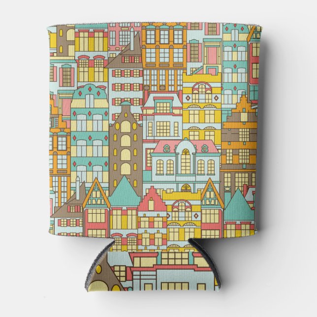 City Panorama Sketch: Houses Seamless. Can Cooler (Front)