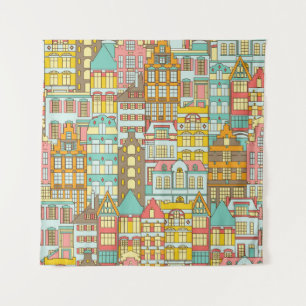 City Panorama Sketch: Houses Seamless. Tapestry