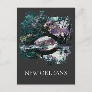 *~* City Park New Orleans - Bridge Painting Postcard