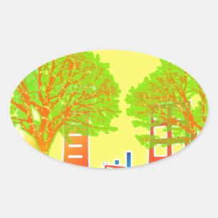 City People Rainbow Colourful Destiny Oval Sticker