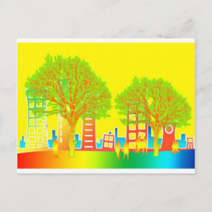 City People Rainbow Colourful Destiny Postcard
