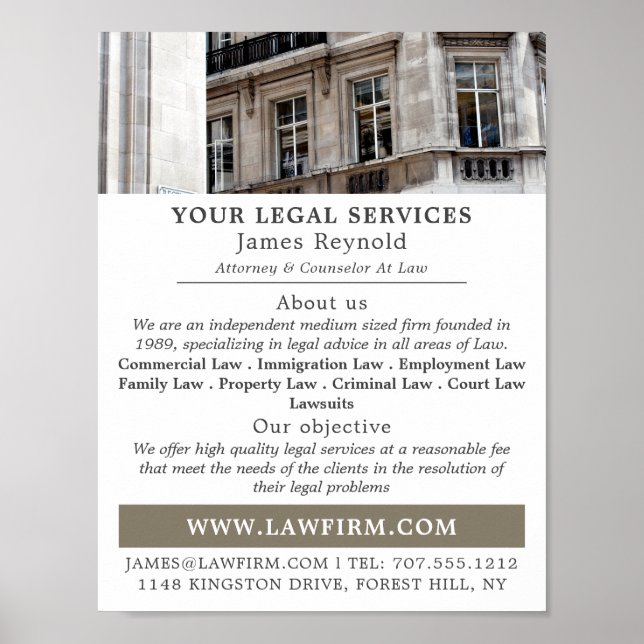 City Portrait, Legal Services Advertising Poster (Front)