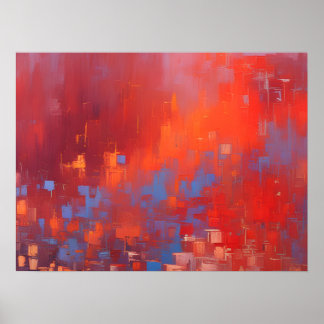 City Red Sunset Abstract Art. No. 1  Poster