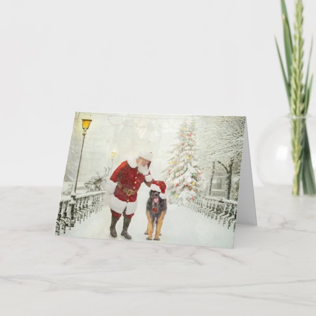 City Santa and Leonberger Holiday Card (Front)