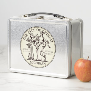 City Seal of Detroit Metal Lunch Box