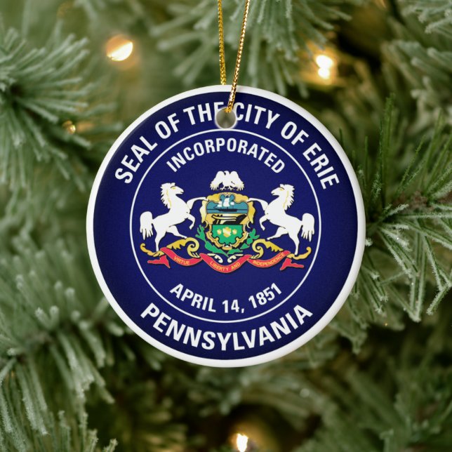 City Seal of Erie, Pennsylvania Ceramic Ornament (Tree)