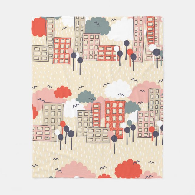 City seamless pattern fleece blanket (Front)