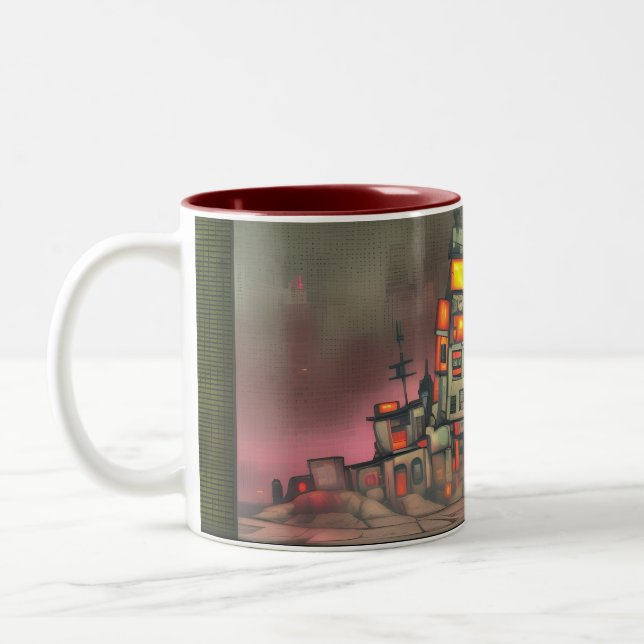 City, she awakes Two-Tone coffee mug (Left)
