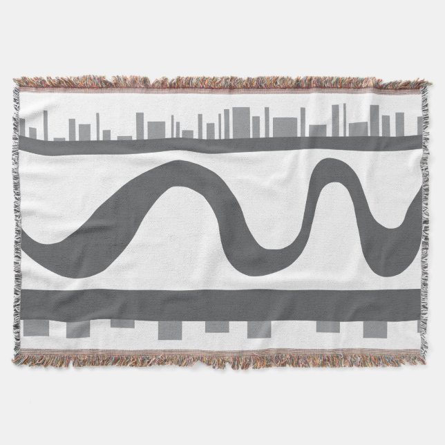 City silhouette river road abstract throw blanket (Front)