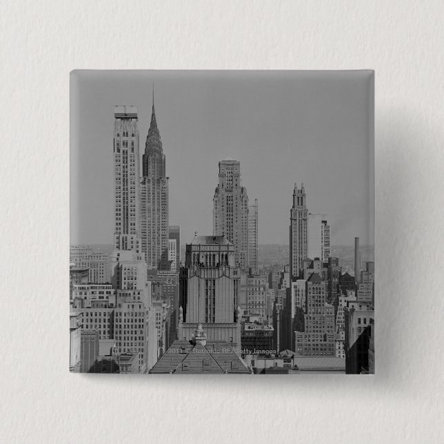 City skyline 15 cm square badge (Front)