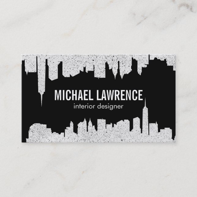 City Skyline | Abstract (speckled) Business Card (Front)