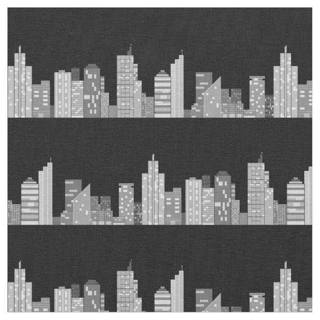 City Skyline at Night Fabric (Close Up)