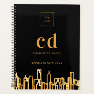 City skyline black gold business logo 2026 planner