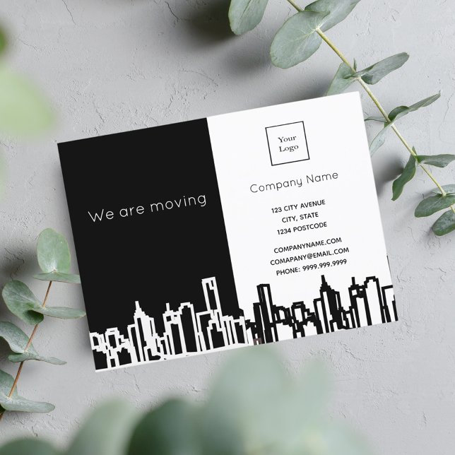 City skyline business company we are moving announcement postcard (Creator Uploaded)