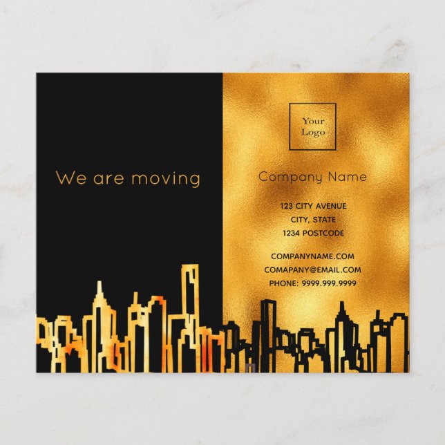 City skyline business we are moving announcement flyer (Front)
