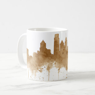 City Skyline Coffee Stain Art  Coffee Mug