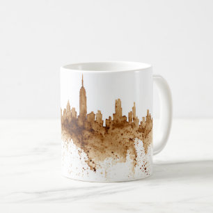 City Skyline Coffee Stain Art  Coffee Mug