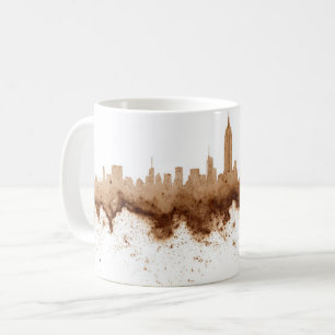 City Skyline Coffee Stain Art  Mug