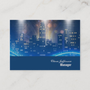 City skyline cool neon urban office business card