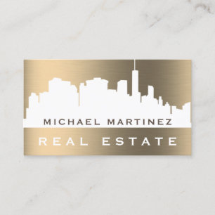 City skyline faux gold metallic  business card