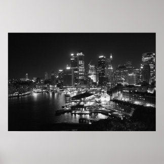 City skyline from bridge poster