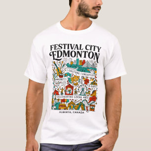 City Skyline Illustration of Edmonton Alberta Cana T-Shirt
