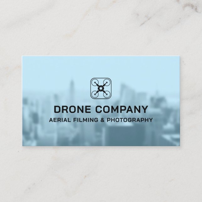 City skyline logo drone business card (Front)