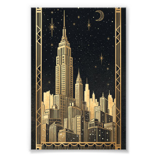 City Skyline New Year's Eve Invitation Photo Print
