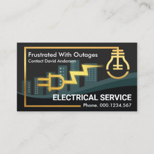 City Skyline Outage Gold Electric Circuit Business Card