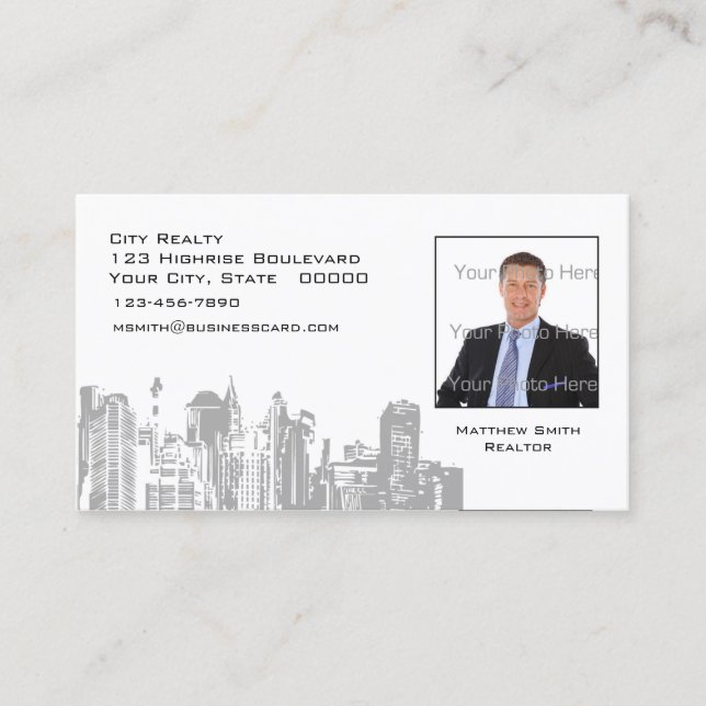City Skyline Photo Business Card (Front)