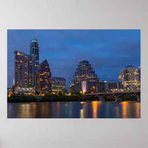 City Skyline Reflects Into Lady Bird Lake Poster